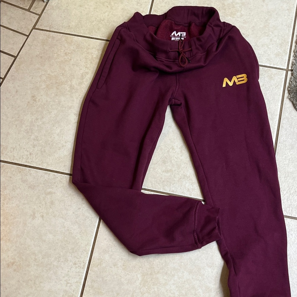 Mini Beast Maroon Joggers with Gold Logo